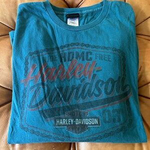 Harley Davidson, teal longsleeve women T-shirt, xxlarge